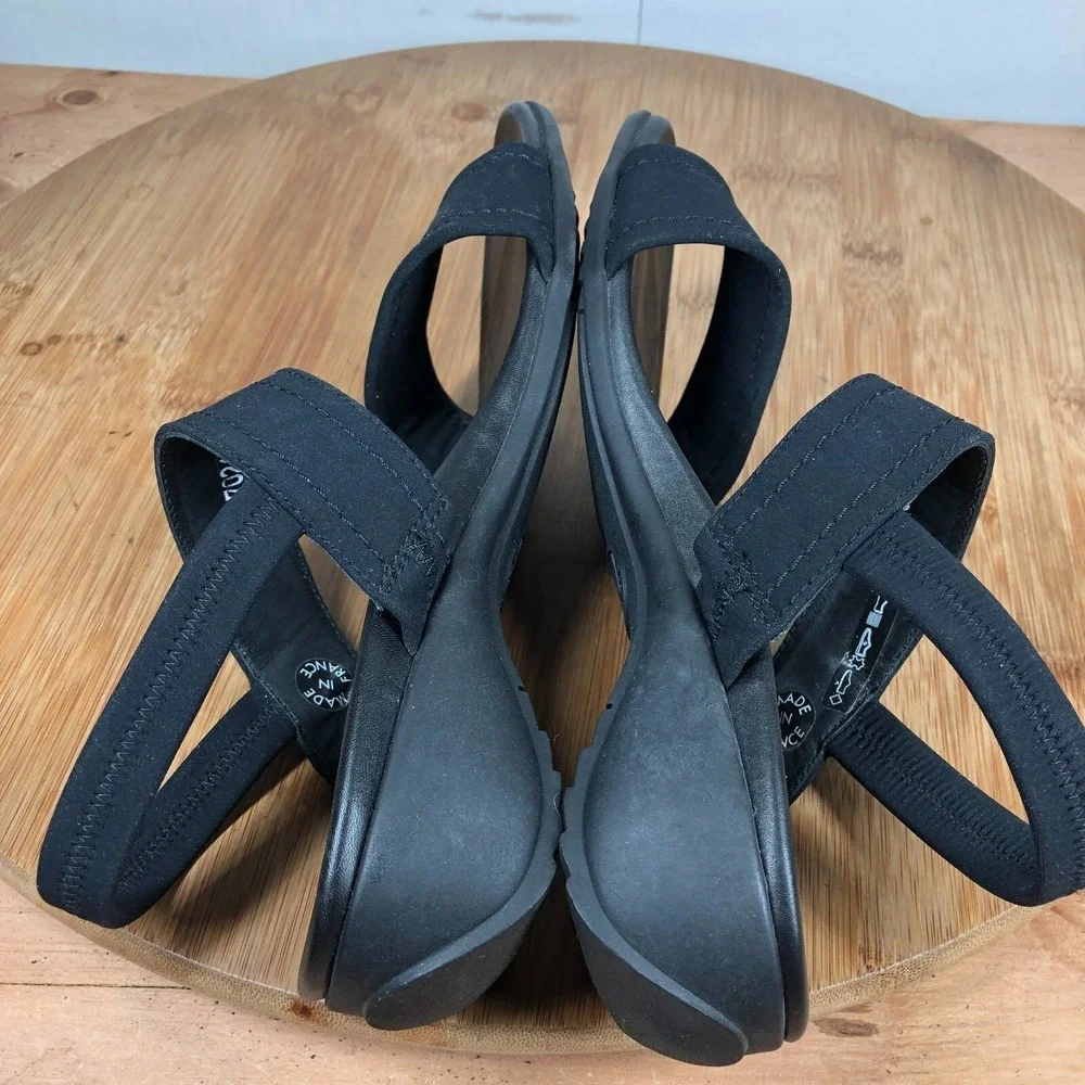 Mephisto womens size 38 shoes Black Ankle Strap Wedge Open Toe Walking sandals